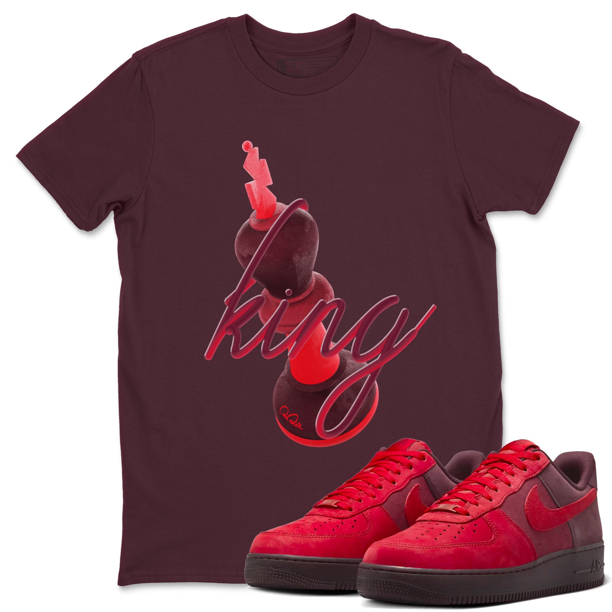 Air Force 1 Layers of Love shirt to match jordans 3D King sneaker tees af1 Layers of Love SNRT Sneaker Release Tees unisex cotton Maroon 1 crew neck shirt