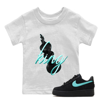 Air Force 1 Tiffany Sneaker Match Tees 3D King Sneaker Tees Nike Tiffany AF1Sneaker Release Tees Kids Shirts White 1