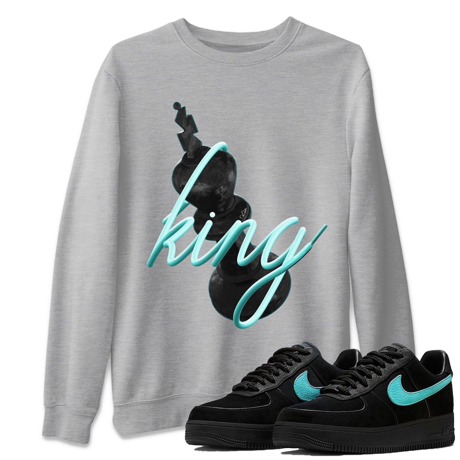 Air Force 1 Tiffany Sneaker Match Tees 3D King Sneaker Tees Nike Tiffany AF1Sneaker Release Tees Unisex Shirts Heather Grey 1