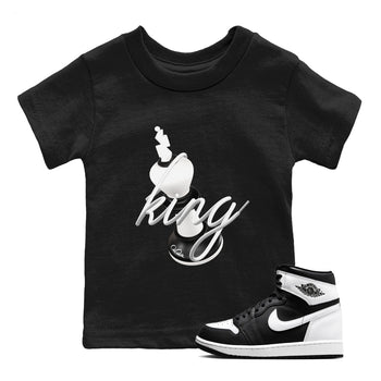1s Black White shirt to match jordans 3D King sneaker tees Air Jordan 1 High OG Black White SNRT sneaker release tees baby toddler Black 1 cotton Shirt
