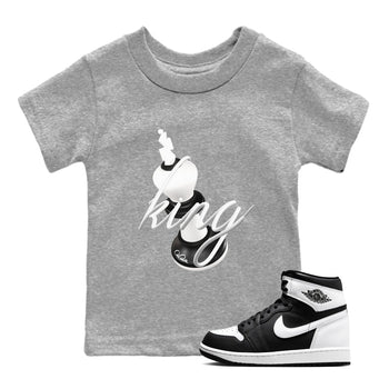 1s Black White shirt to match jordans 3D King sneaker tees Air Jordan 1 High OG Black White SNRT sneaker release tees baby toddler Heather Grey 1 cotton Shirt