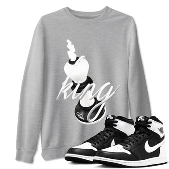 1s Black White shirt to match jordans 3D King sneaker tees Air Jordan 1 High OG Black White SNRT Sneaker Release Tees unisex cotton Heather Grey 1 crew neck shirt