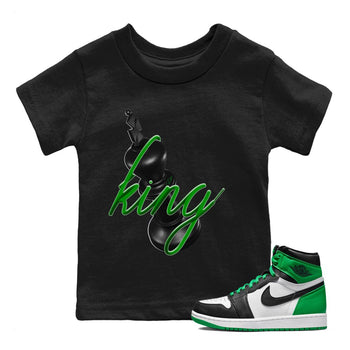 Air Jordan 1 Celtics Sneaker Match Tees 3D King Sneaker Tees AJ1 High OG Lucky Green Sneaker Release Tees Kids Shirts Black 1
