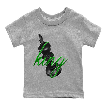 Air Jordan 1 Celtics Sneaker Match Tees 3D King Sneaker Tees AJ1 High OG Lucky Green Sneaker Release Tees Kids Shirts Heather Grey 2