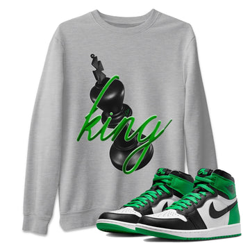 Air Jordan 1 Celtics Sneaker Match Tees 3D King Sneaker Tees AJ1 High OG Lucky Green Sneaker Release Tees Unisex Shirts Heather Grey 1