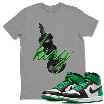 Air Jordan 1 Celtics Sneaker Match Tees 3D King Sneaker Tees AJ1 High OG Lucky Green Sneaker Release Tees Unisex Shirts Heather Grey 1
