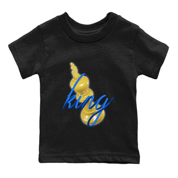 Jordan 1 Game Royal Varsity Maize Sneaker Match Tees 3D King Sneaker Tees Jordan 1 Game Royal Varsity Maize Sneaker Release Tees Kids Shirts