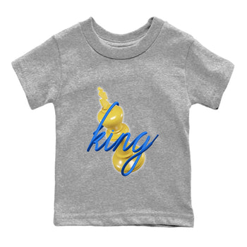 Jordan 1 Game Royal Varsity Maize Sneaker Match Tees 3D King Sneaker Tees Jordan 1 Game Royal Varsity Maize Sneaker Release Tees Kids Shirts