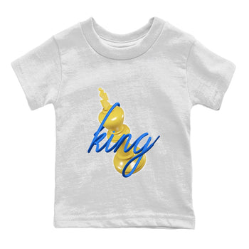 Jordan 1 Game Royal Varsity Maize Sneaker Match Tees 3D King Sneaker Tees Jordan 1 Game Royal Varsity Maize Sneaker Release Tees Kids Shirts
