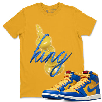 Jordan 1 Game Royal Varsity Maize Sneaker Match Tees 3D King Sneaker Tees Jordan 1 Game Royal Varsity Maize Sneaker Release Tees Unisex Shirts
