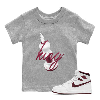1s Metallic Burgundy shirt to match jordans 3D King sneaker tees AJ1 Metallic Burgundy SNRT Sneaker Release Tees Baby Toddler Heather Grey 1 T-Shirt