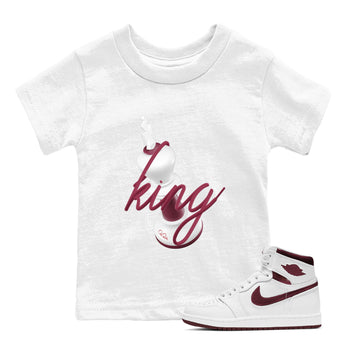 1s Metallic Burgundy shirt to match jordans 3D King sneaker tees AJ1 Metallic Burgundy SNRT Sneaker Release Tees Baby Toddler White 1 T-Shirt
