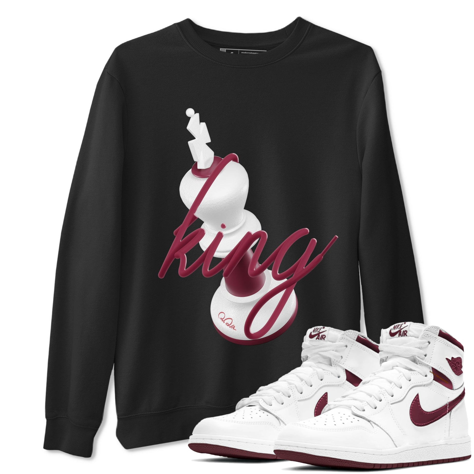 1s Metallic Burgundy shirt to match jordans 3D King sneaker tees AJ1 Metallic Burgundy SNRT Sneaker Release Tees Unisex Black 1 T-Shirt