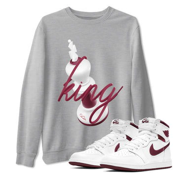 1s Metallic Burgundy shirt to match jordans 3D King sneaker tees AJ1 Metallic Burgundy SNRT Sneaker Release Tees Unisex Heather Grey 1 T-Shirt