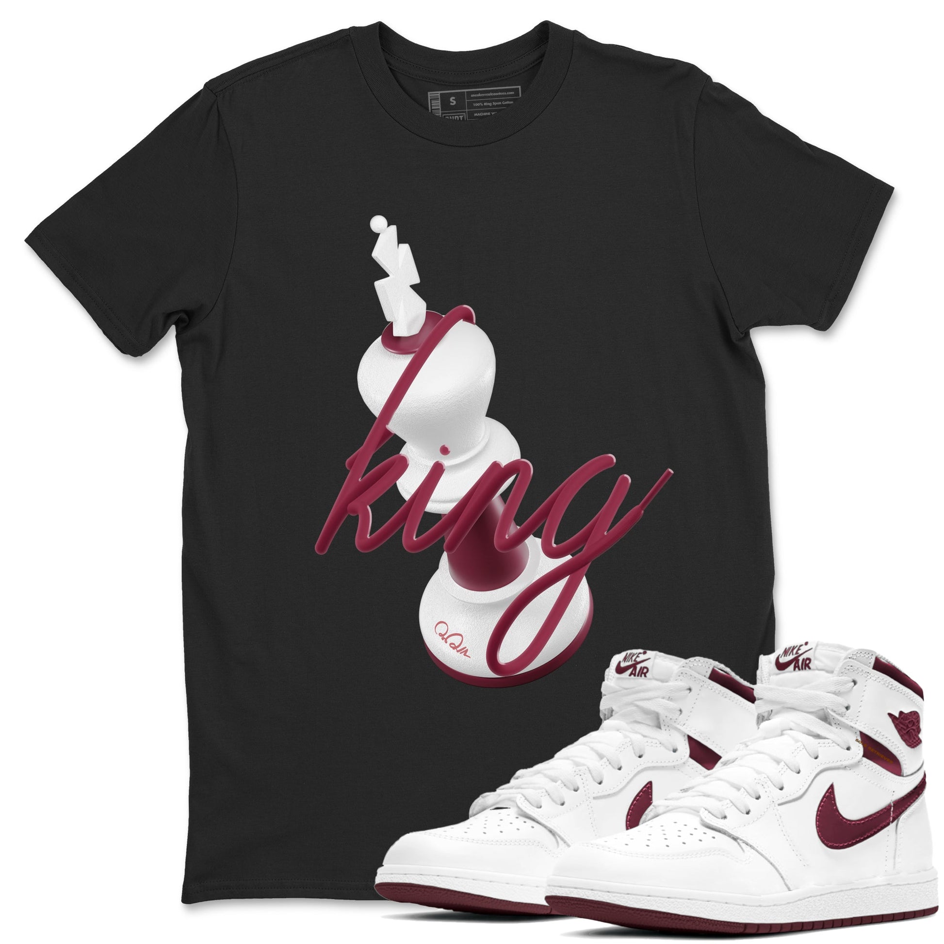 1s Metallic Burgundy shirt to match jordans 3D King sneaker tees AJ1 Metallic Burgundy SNRT Sneaker Release Tees Unisex Black 1 T-Shirt
