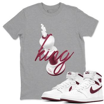 1s Metallic Burgundy shirt to match jordans 3D King sneaker tees AJ1 Metallic Burgundy SNRT Sneaker Release Tees Unisex Heather Grey 1 T-Shirt