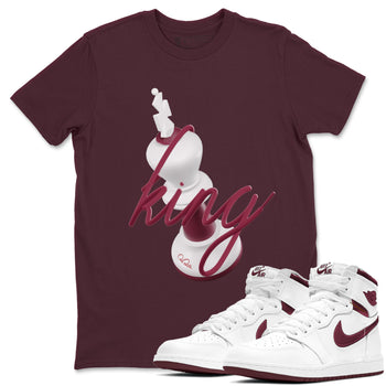 1s Metallic Burgundy shirt to match jordans 3D King sneaker tees AJ1 Metallic Burgundy SNRT Sneaker Release Tees Unisex Maroon 1 T-Shirt