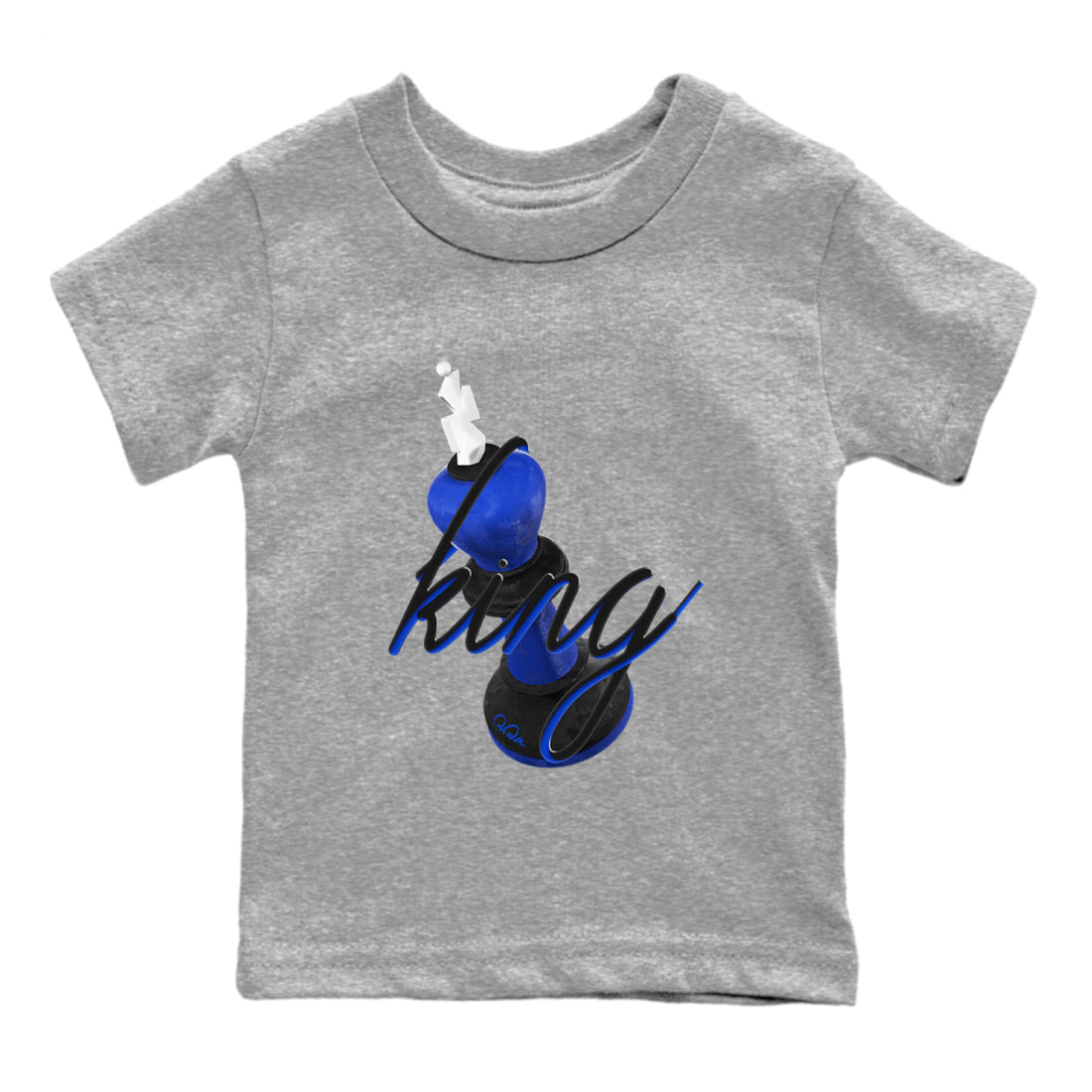 Air Jordan 1 Royal Reimagined shirt to match jordans 3D King sneaker tees AJ1 OG HIGH Royal Reimagined SNRT Sneaker Release Tees Baby Toddler Heather Grey 2 T-Shirt
