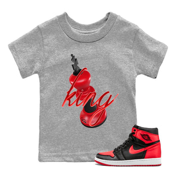 Air Jordan 1 Satin Bred Sneaker Match Tees 3D King Sneaker Tees AJ1 Satin Bred Sneaker Release Tees Kids Shirts Heather Grey 1