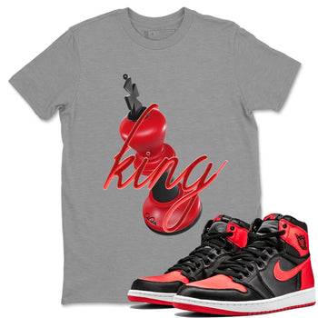 Air Jordan 1 Satin Bred Sneaker Match Tees 3D King Sneaker Tees AJ1 Satin Bred Sneaker Release Tees Unisex Shirts Heather Grey 1