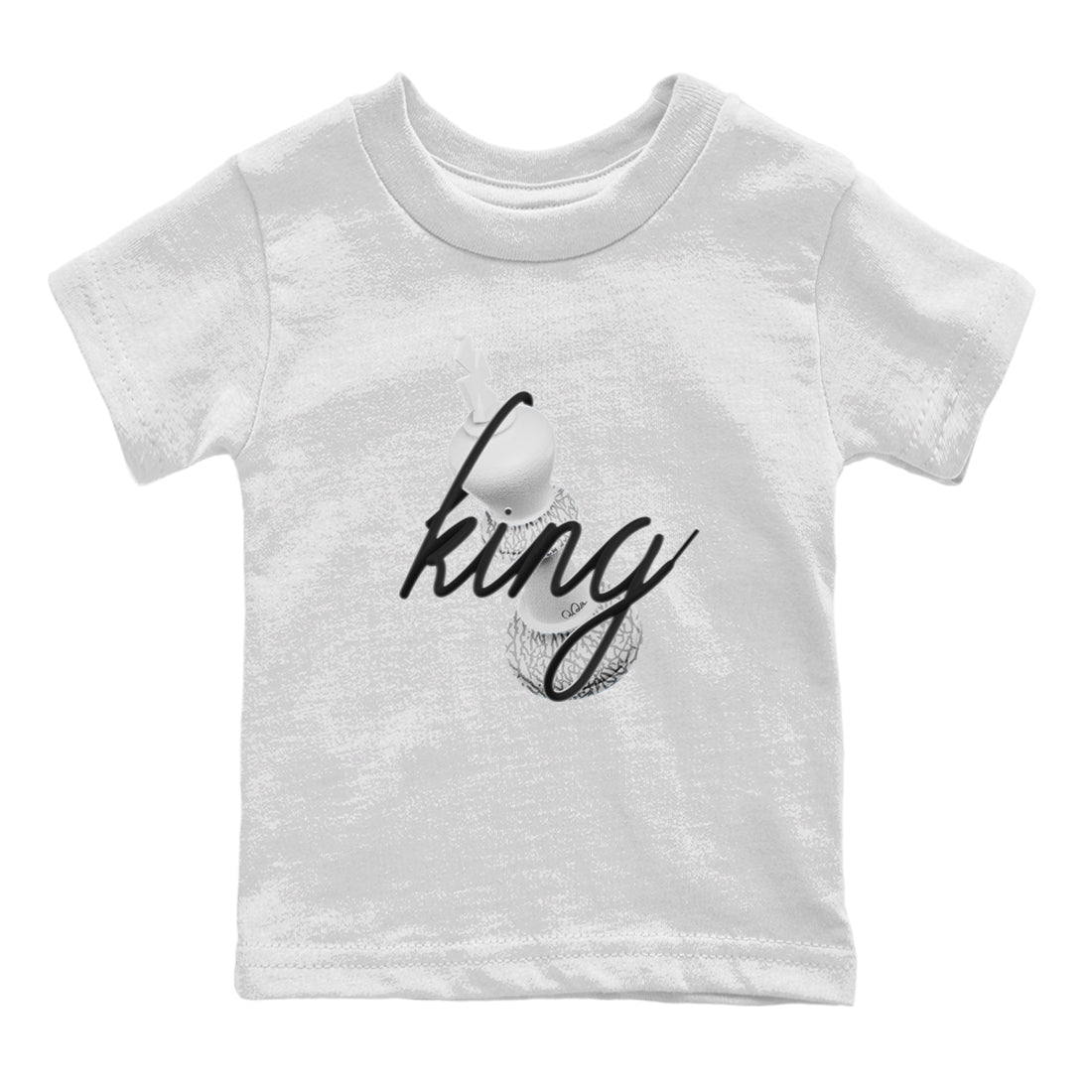 Air Jordan 1 White Cement Sneaker Match Tees 3D King Sneaker Tees AJ1 White Cement Sneaker Release Tees Kids Shirts White 2