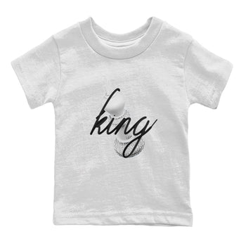 Air Jordan 1 White Cement Sneaker Match Tees 3D King Sneaker Tees AJ1 White Cement Sneaker Release Tees Kids Shirts White 2