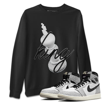 Air Jordan 1 White Cement Sneaker Match Tees 3D King Sneaker Tees AJ1 White Cement Sneaker Release Tees Unisex Shirts Black 1