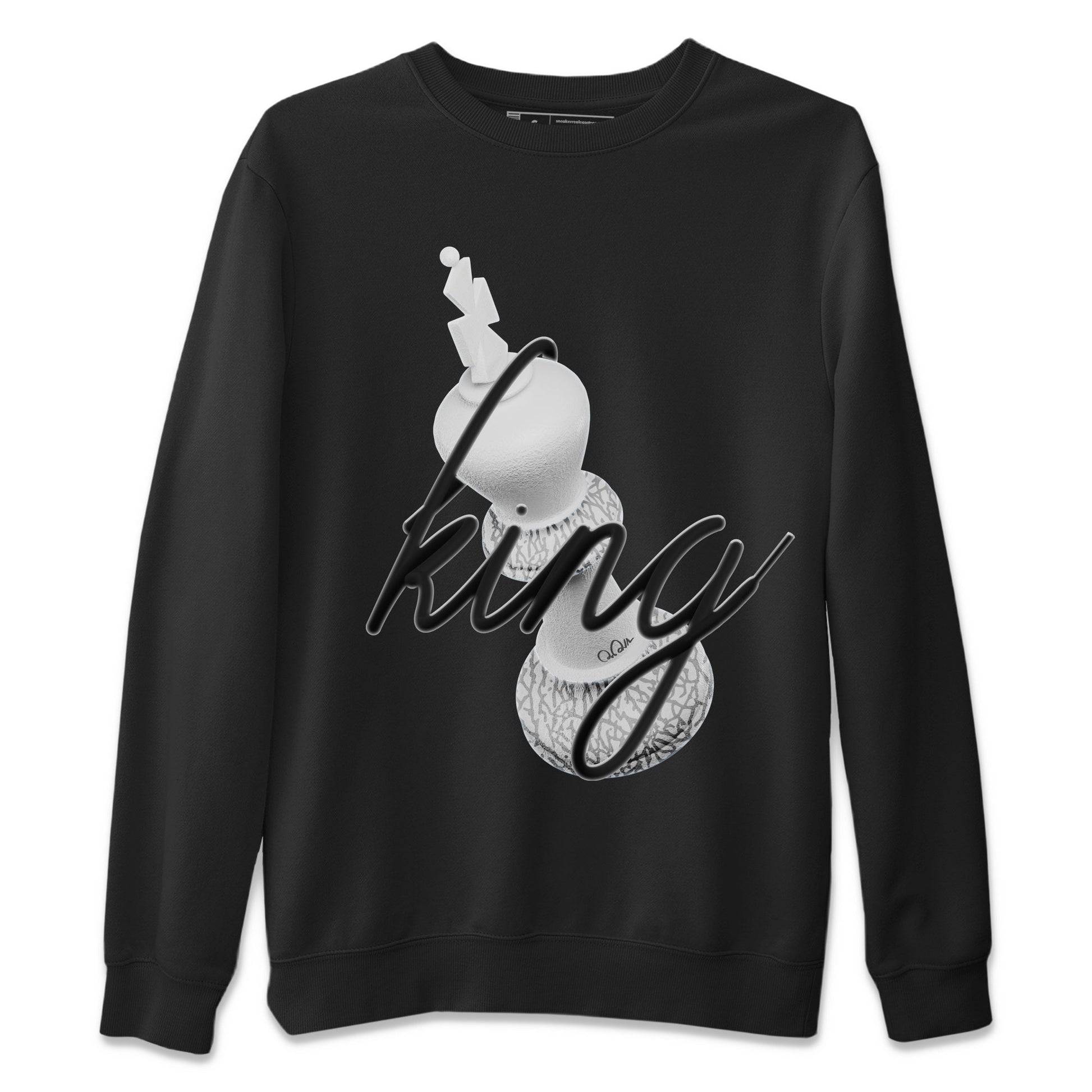 Air Jordan 1 White Cement Sneaker Match Tees 3D King Sneaker Tees AJ1 White Cement Sneaker Release Tees Unisex Shirts Black 2