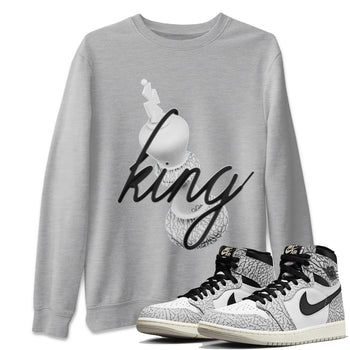 Air Jordan 1 White Cement Sneaker Match Tees 3D King Sneaker Tees AJ1 White Cement Sneaker Release Tees Unisex Shirts Heather Grey 1