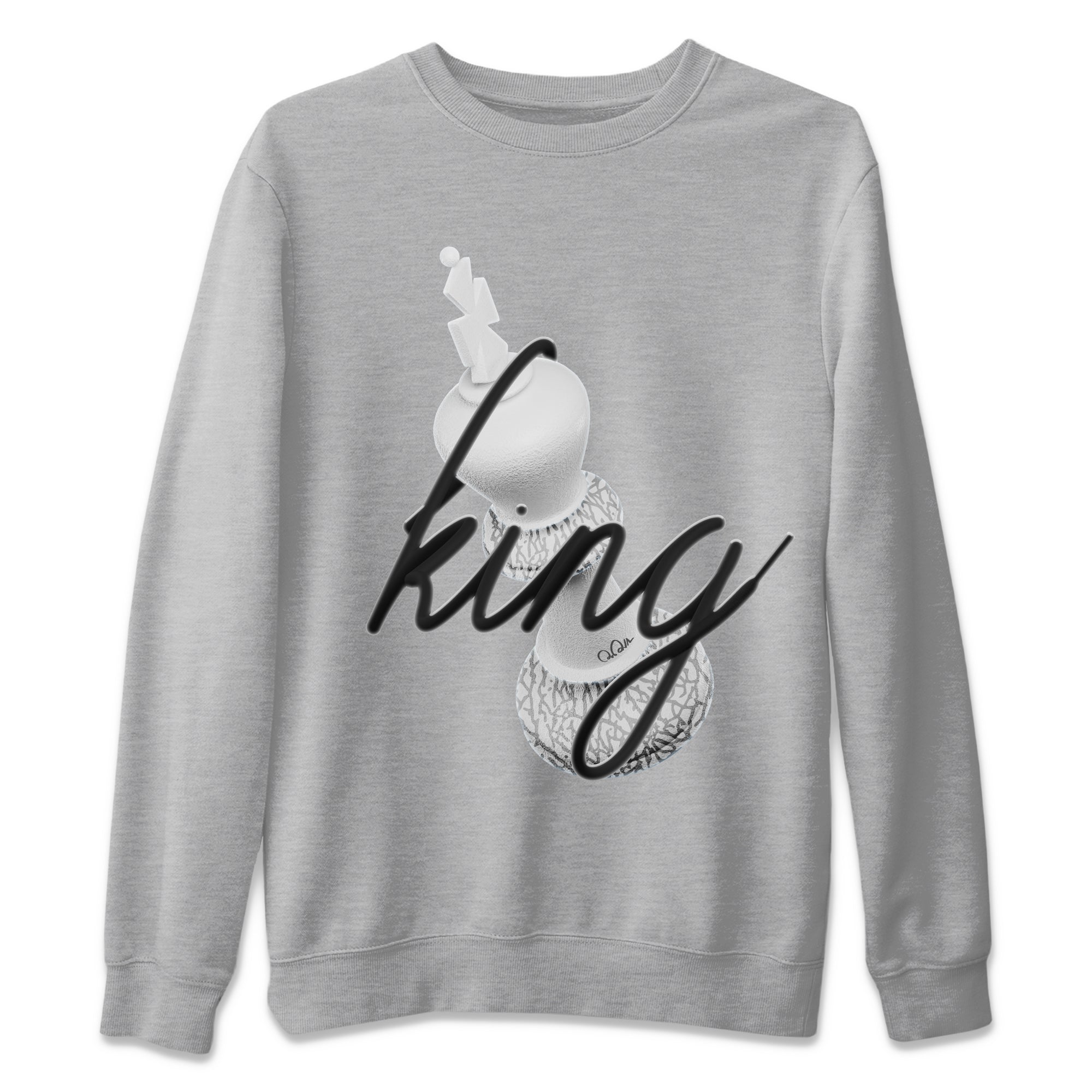 Air Jordan 1 White Cement Sneaker Match Tees 3D King Sneaker Tees AJ1 White Cement Sneaker Release Tees Unisex Shirts Heather Grey 2