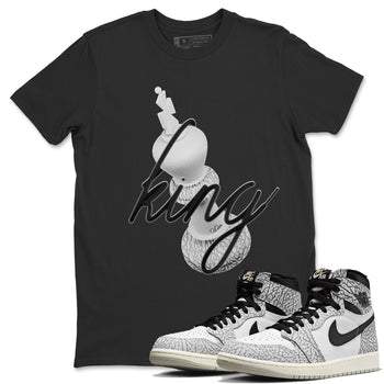 Air Jordan 1 White Cement Sneaker Match Tees 3D King Sneaker Tees AJ1 White Cement Sneaker Release Tees Unisex Shirts Black 1