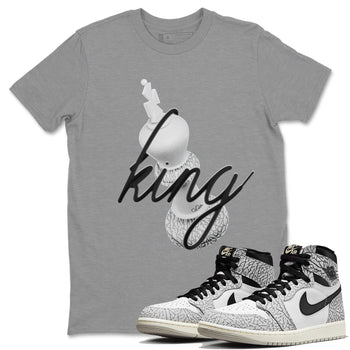 Air Jordan 1 White Cement Sneaker Match Tees 3D King Sneaker Tees AJ1 White Cement Sneaker Release Tees Unisex Shirts Heather Grey 1