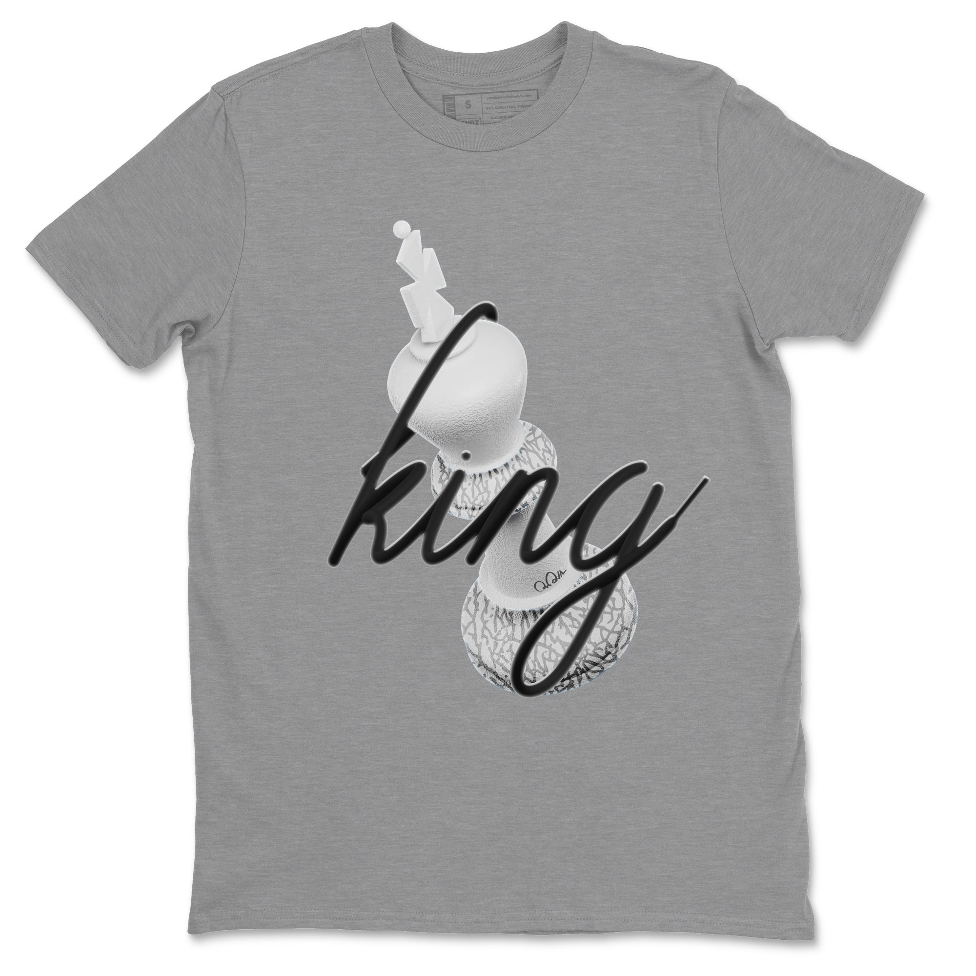Air Jordan 1 White Cement Sneaker Match Tees 3D King Sneaker Tees AJ1 White Cement Sneaker Release Tees Unisex Shirts Heather Grey 2