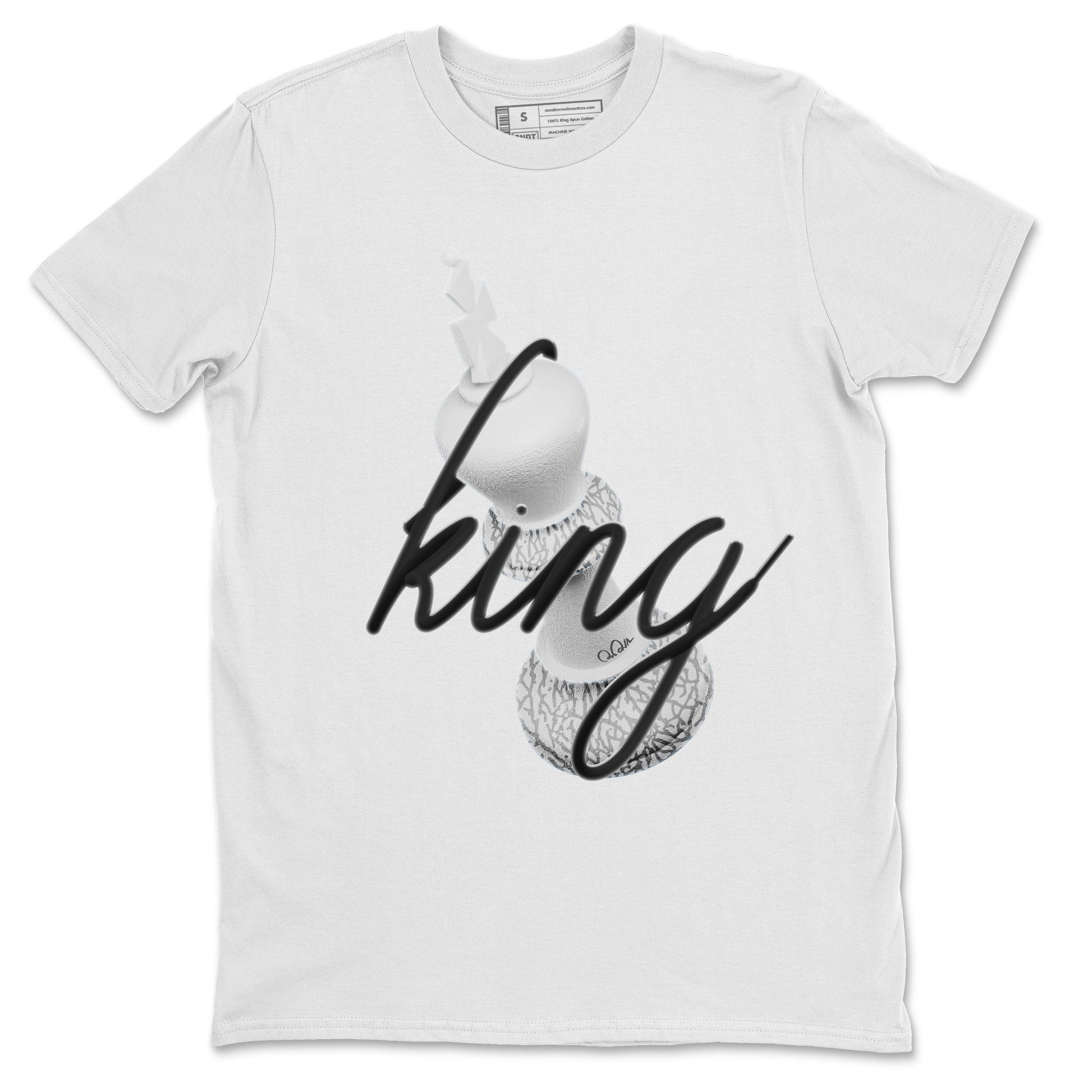 Air Jordan 1 White Cement Sneaker Match Tees 3D King Sneaker Tees AJ1 White Cement Sneaker Release Tees Unisex Shirts White 2