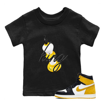 1s Yellow Ochre shirt to match jordans 3D King sneaker tees Air Jordan 1 Yellow Ochre SNRT sneaker release tees baby toddler Black 1 cotton Shirt