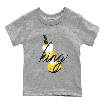 1s Yellow Ochre shirt to match jordans 3D King sneaker tees Air Jordan 1 Yellow Ochre SNRT sneaker release tees baby toddler Heather Grey 2 cotton Shirt