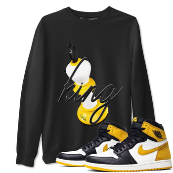 1s Yellow Ochre shirt to match jordans 3D King sneaker tees Air Jordan 1 Yellow Ochre SNRT Sneaker Release Tees unisex cotton Black 1 crew neck shirt