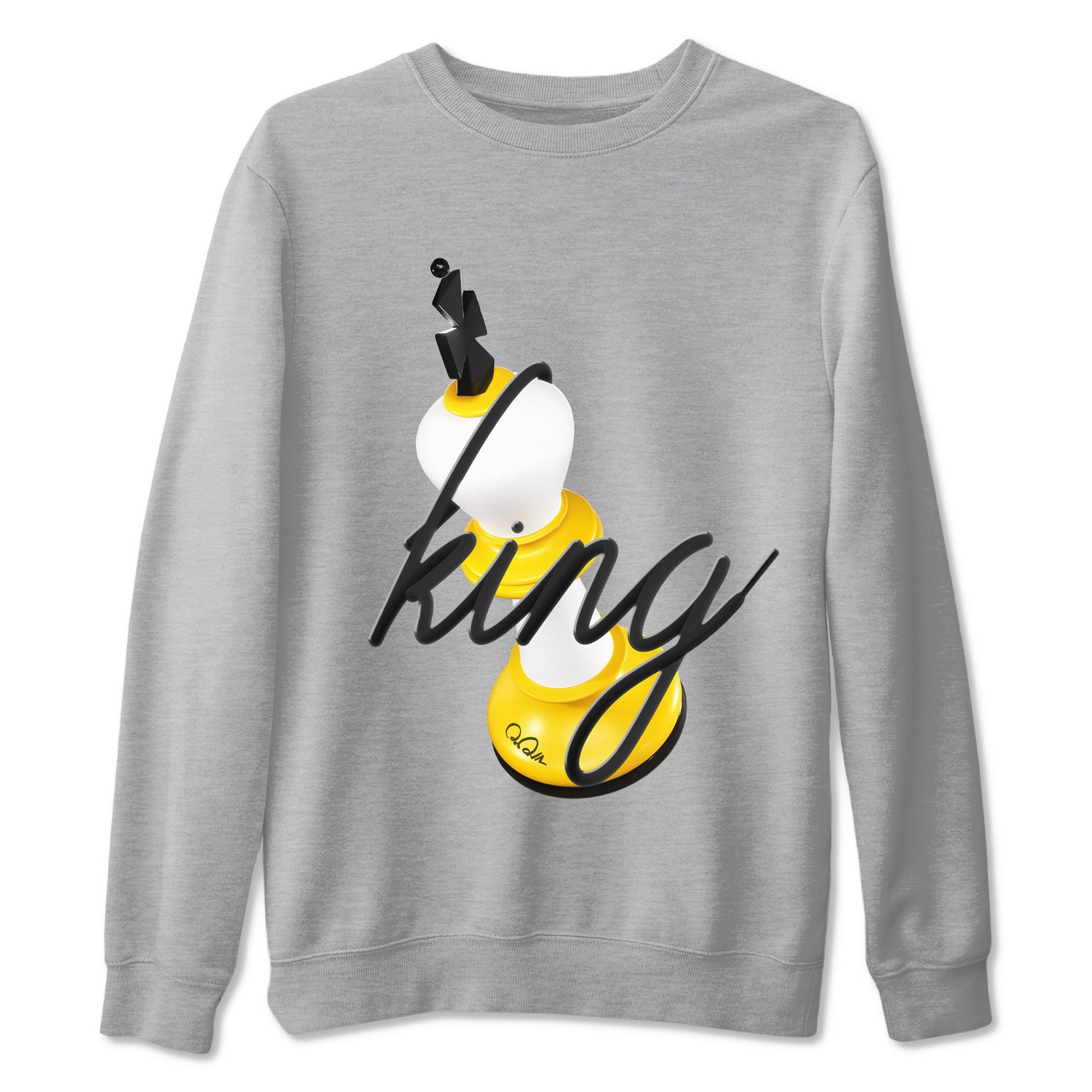 1s Yellow Ochre shirt to match jordans 3D King sneaker tees Air Jordan 1 Yellow Ochre SNRT Sneaker Release Tees unisex cotton Heather Grey 2 crew neck shirt
