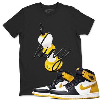 1s Yellow Ochre shirt to match jordans 3D King sneaker tees Air Jordan 1 Yellow Ochre SNRT Sneaker Release Tees unisex cotton Black 1 crew neck shirt