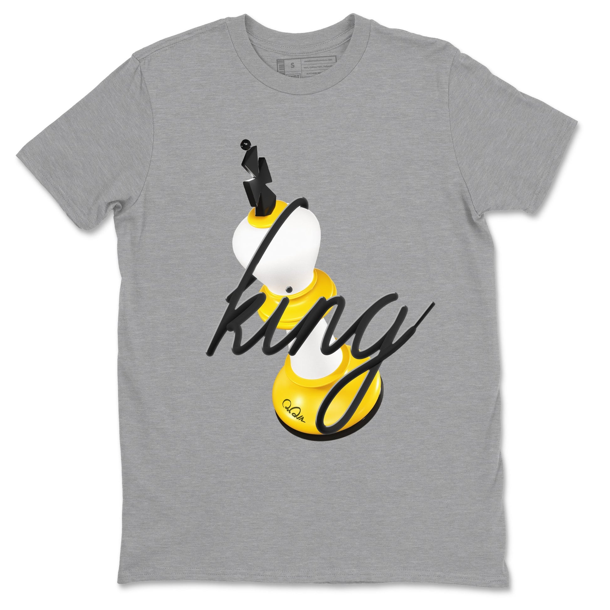 1s Yellow Ochre shirt to match jordans 3D King sneaker tees Air Jordan 1 Yellow Ochre SNRT Sneaker Release Tees unisex cotton Heather Grey 2 crew neck shirt