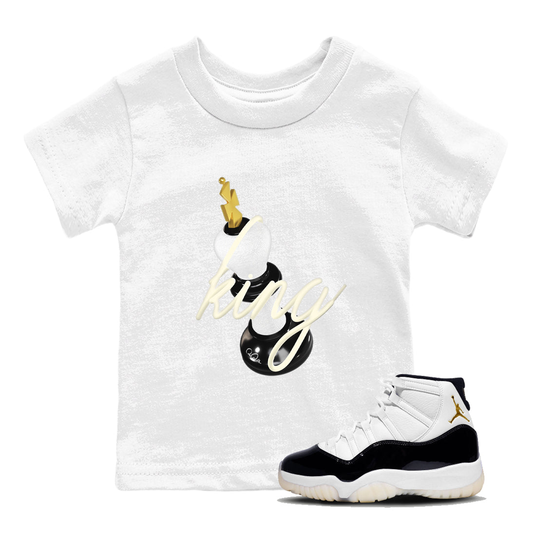 11s Gratitude shirt to match jordans 3D King sneaker tees Air Jordan 11 Gratitude SNRT Sneaker Release Tees Baby Toddler White 1 T-Shirt