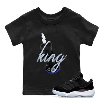 Air Jordan 11 Space shirt to match jordans 3D King sneaker tees AJ11 Black and Varsity Royal SNRT sneaker release tees baby toddler Black 1 cotton Shirt