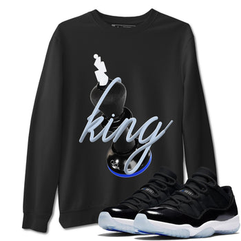 Air Jordan 11 Space shirt to match jordans 3D King sneaker tees AJ11 Black and Varsity Royal SNRT Sneaker Release Tees unisex cotton Black 1 crew neck shirt