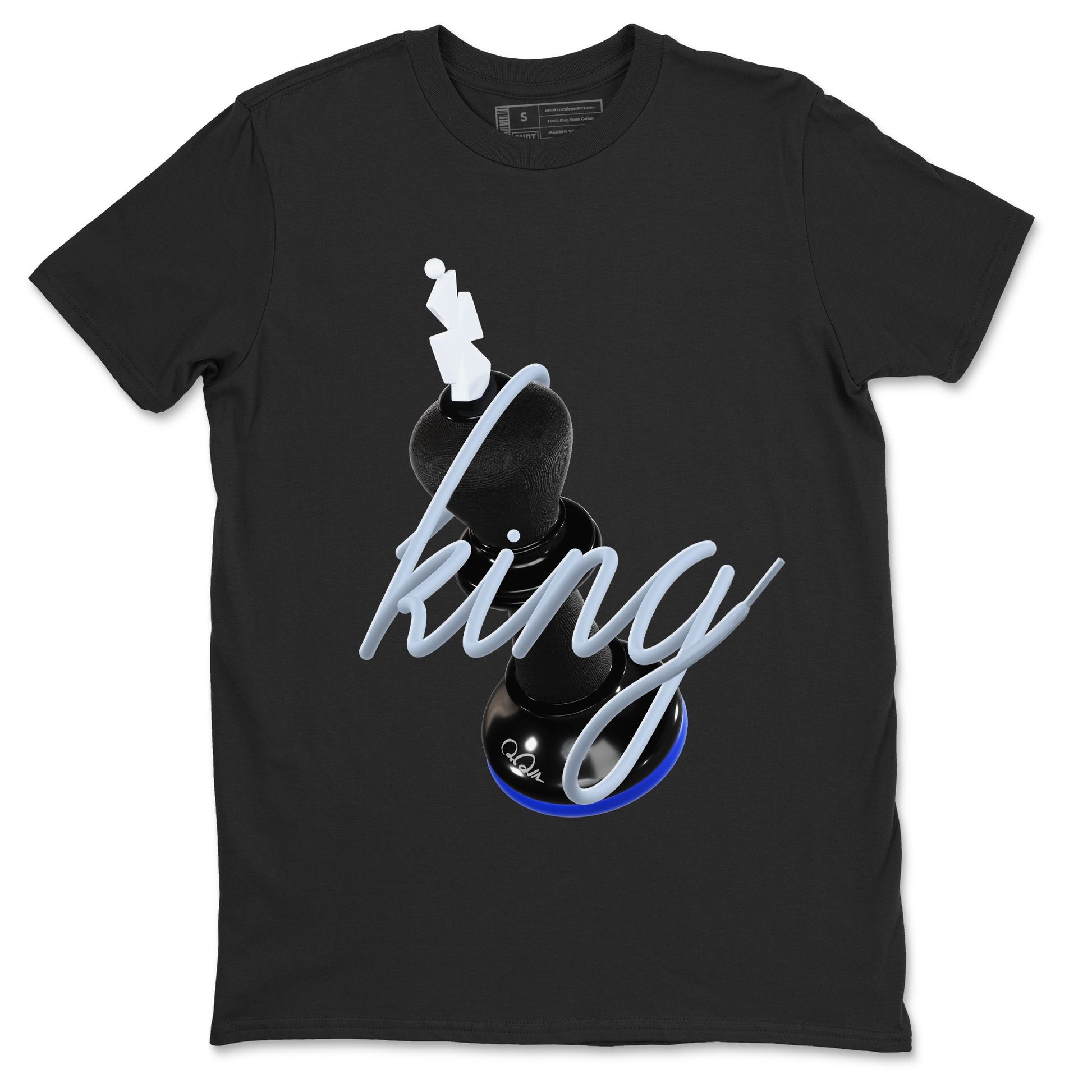 Air Jordan 11 Space shirt to match jordans 3D King sneaker tees AJ11 Black and Varsity Royal SNRT Sneaker Release Tees unisex cotton Black 2 crew neck shirt