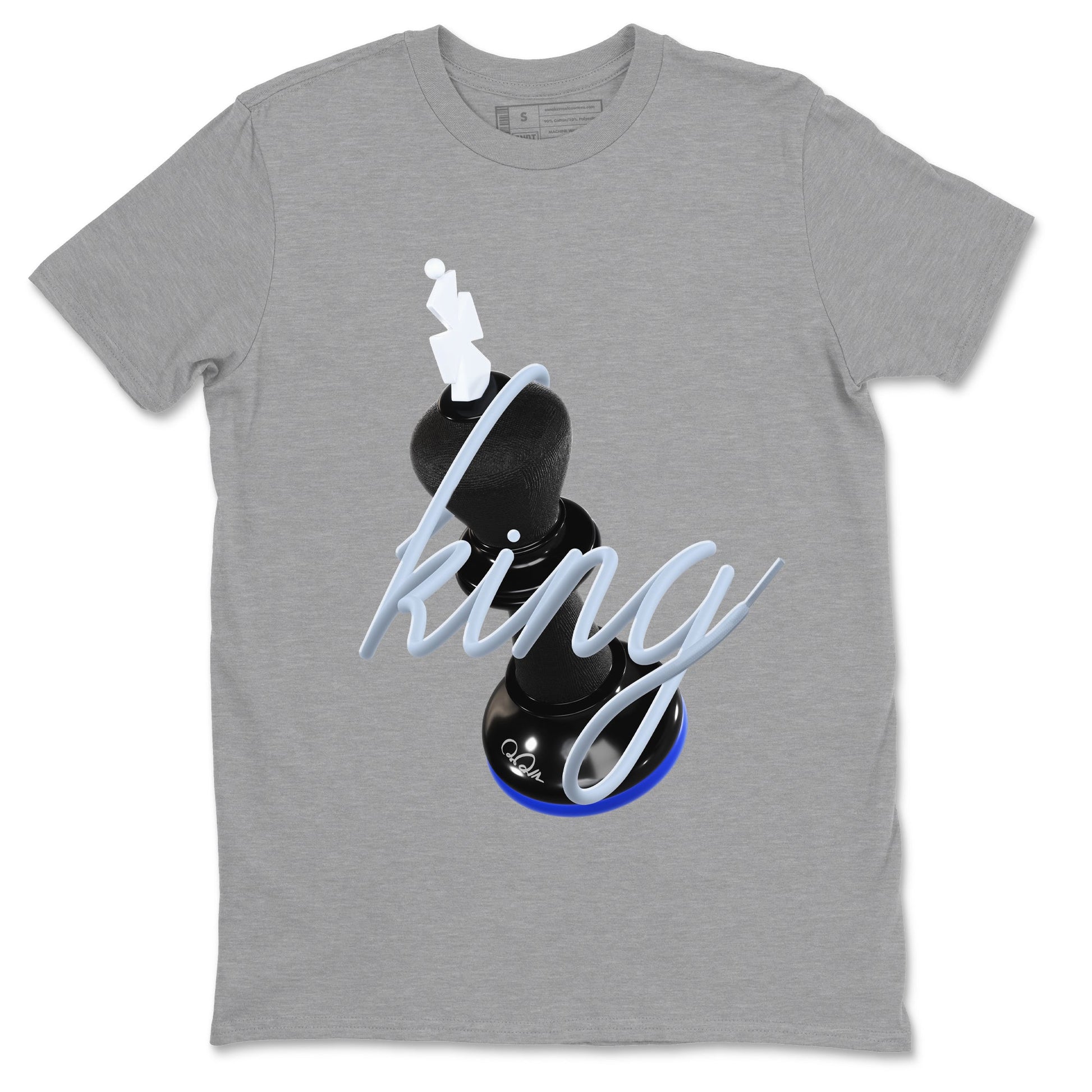 Air Jordan 11 Space shirt to match jordans 3D King sneaker tees AJ11 Black and Varsity Royal SNRT Sneaker Release Tees unisex cotton Heather Grey 2 crew neck shirt