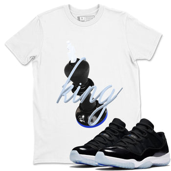 Air Jordan 11 Space shirt to match jordans 3D King sneaker tees AJ11 Black and Varsity Royal SNRT Sneaker Release Tees unisex cotton White 1 crew neck shirt