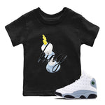 Air Jordan 13 Blue Grey shirt to match jordans 3D King sneaker tees AJ13 Blue Grey SNRT sneaker release tees baby toddler Black 1 cotton Shirt