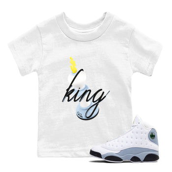 Air Jordan 13 Blue Grey shirt to match jordans 3D King sneaker tees AJ13 Blue Grey SNRT sneaker release tees baby toddler White 1 cotton Shirt