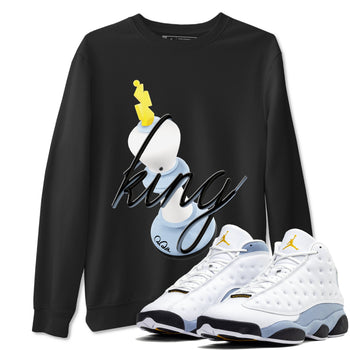 Air Jordan 13 Blue Grey shirt to match jordans 3D King sneaker tees AJ13 Blue Grey SNRT Sneaker Release Tees unisex cotton Black 1 crew neck shirt