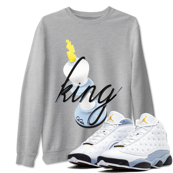 Air Jordan 13 Blue Grey shirt to match jordans 3D King sneaker tees AJ13 Blue Grey SNRT Sneaker Release Tees unisex cotton Heather Grey 1 crew neck shirt